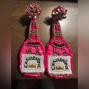 Felt beaded champagne bottle earrings
